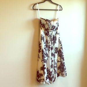 Strapless black and white floral dress